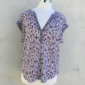 XiRENA Floral V-Neck Blouse - Size Small